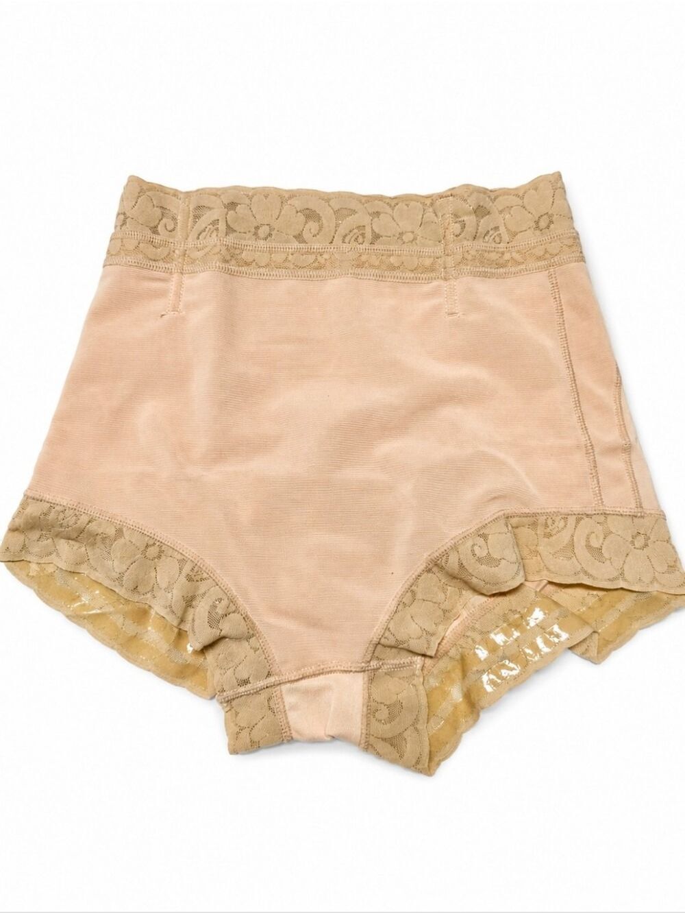 Beige Lace Trim High Waist Shapewear Briefs Size Small New In Package